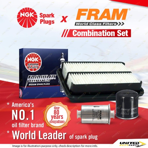 NGK Iridium IX Spark Plugs + Fram Filter Kit for Daihatsu Charade G200 1.3L