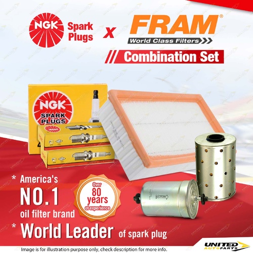 NGK Standard Spark Plugs + Fram Filter Service Kit for BMW 320i E30 2.0L 83-88