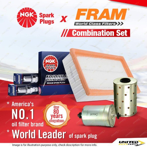 NGK Iridium IX Spark Plugs + Fram Filter Service Kit for BMW 320i E30 2.0L 83-88