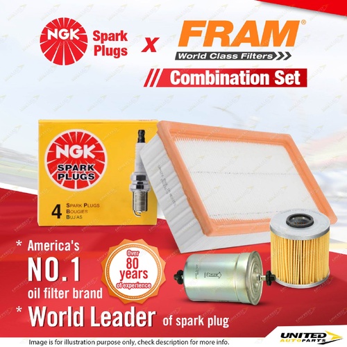 NGK Standard Spark Plugs + Fram Filter Service Kit for BMW 318i E36 1.8L 91-93