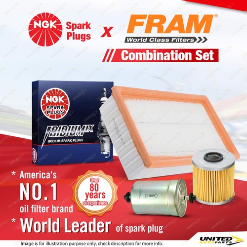NGK Iridium IX Spark Plugs + Fram Filter Service Kit for BMW 318i E30 1.8L 83-88