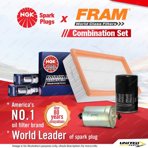 NGK Iridium IX Spark Plugs + Fram Filter Service Kit for BMW 525E E28 2.7L