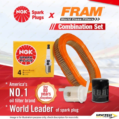 NGK Standard Spark Plugs + Fram Filter Service Kit for Mitsubishi Nimbus UA 1.8L