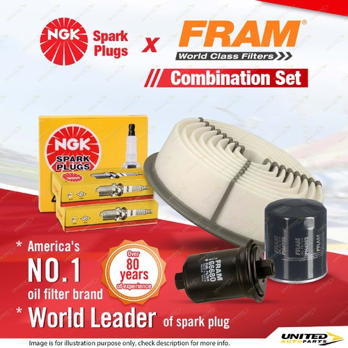 NGK Standard Spark Plugs Fram Filter Service Kit for Toyota 4 Runner VZN130 3.0L