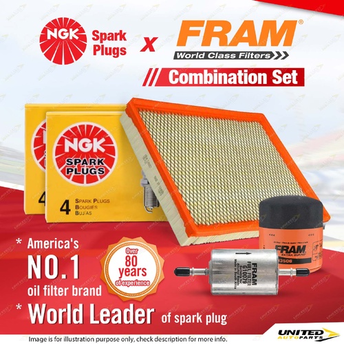 NGK Standard Spark Plugs Fram Filter Service Kit for Holden Calais Commodore VT
