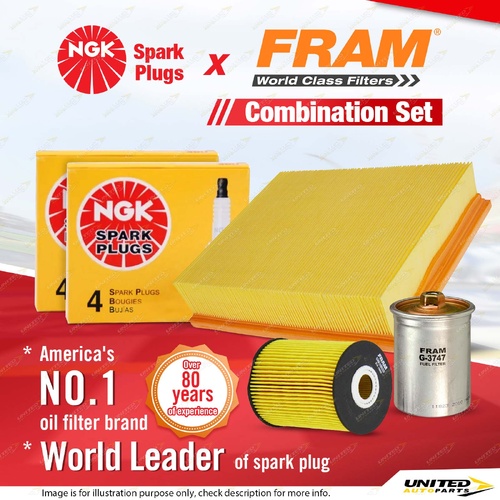 NGK Standard Spark Plugs + Fram Filter Service Kit for Volkswagen Passat 3B 4.0L