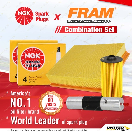 NGK Standard Spark Plugs + Fram Filter Service Kit for BMW 535i 540i E34 E39