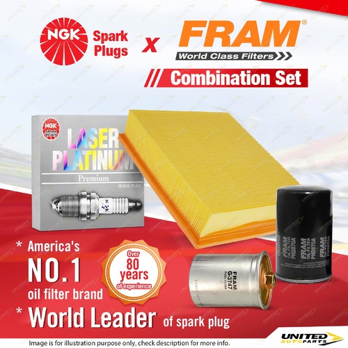 NGK Laser Platinum Spark Plugs + Fram Filter Service Kit for Audi A4 B6 1.8L