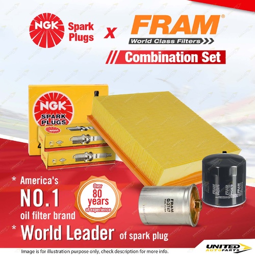 NGK Standard Spark Plugs + Fram Filter Service Kit for Audi A6 C5 2.4L 1997-2004