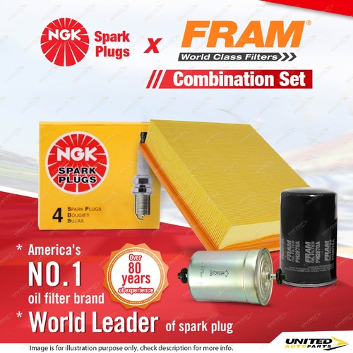 NGK Standard Spark Plugs + Fram Filter Service Kit for Audi A4 B5 1.8L 1995-2001