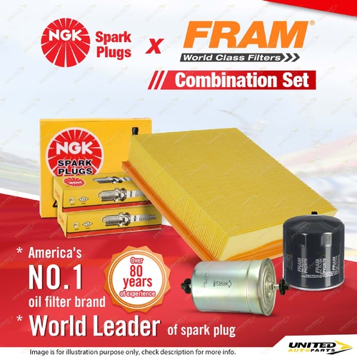 NGK Standard Spark Plugs + Fram Filter Service Kit for Volkswagen Passat 3B