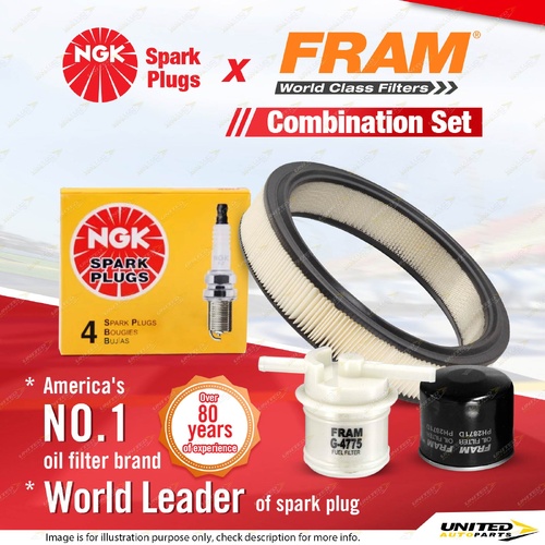NGK Standard Spark Plugs + Fram Filter Service Kit for Ford Laser KE TX3 1.6L