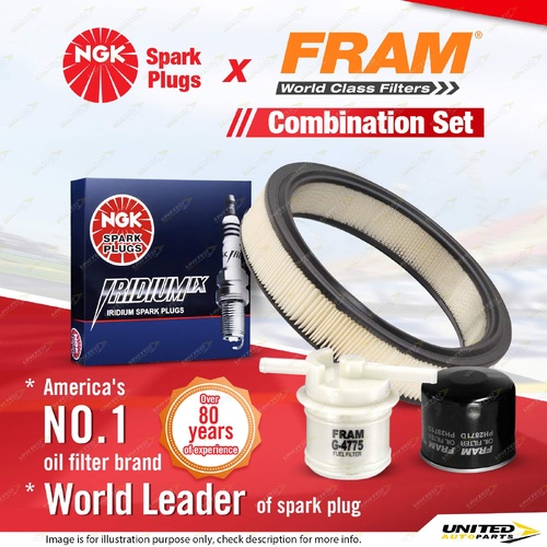 NGK Iridium IX Spark Plugs + Fram Filter Service Kit for Ford Laser KC Meteor GC