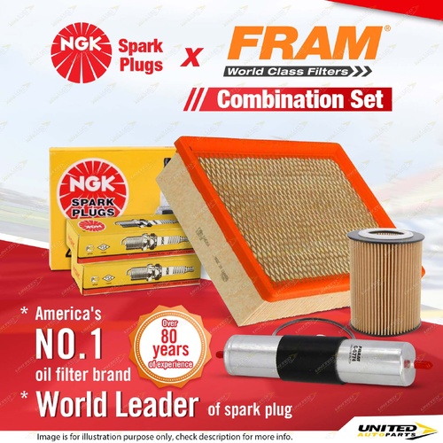 NGK Standard Spark Plugs + Fram Filter Kit for BMW 323i 328i E36 523i 528i E39