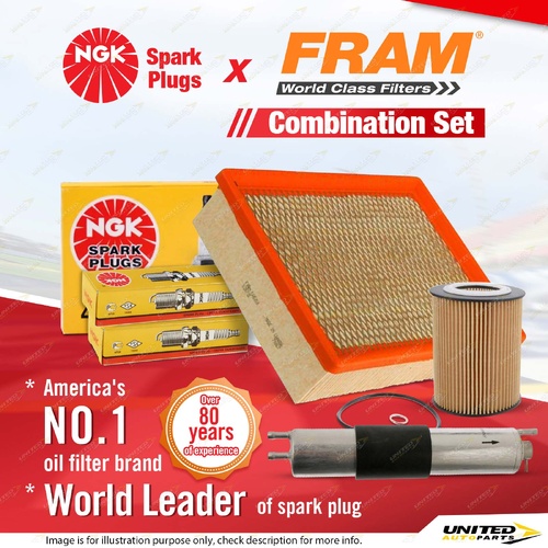 NGK Standard Spark Plugs + Fram Filter Service Kit for BMW Z3 E36 E37 2.8L