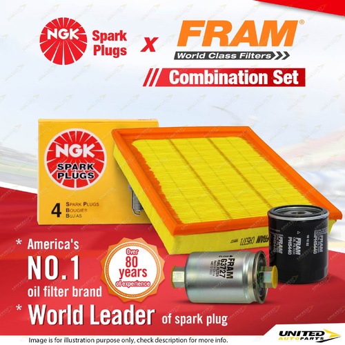NGK Standard Spark Plugs + Fram Filter Service Kit for Daewoo Cielo GLX 1.5L