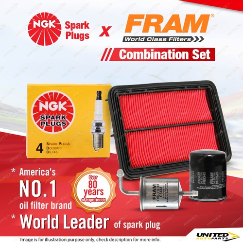 NGK Standard Spark Plugs + Fram Filter Service Kit for Ford Telstar AX AY 2.0L