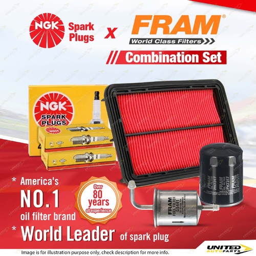 NGK Standard Spark Plugs + Fram Filter Service Kit for Ford Telstar AX AY 2.5L