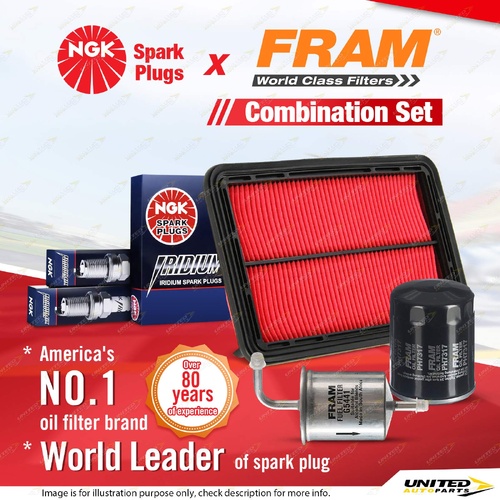NGK Iridium IX Spark Plugs + Fram Filter Service Kit for Ford Telstar AX AY 2.5L