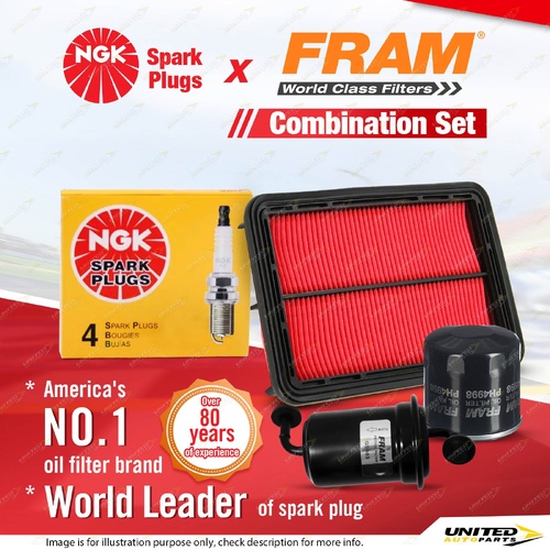 NGK Standard Spark Plugs + Fram Filter Service Kit for Mazda 626 GF 2.0L