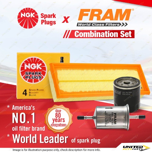 NGK Standard Spark Plugs + Fram Filter Service Kit for Citroen Xantia X2 VSX
