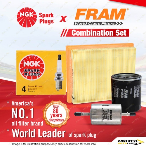 NGK Standard Spark Plugs + Fram Filter Service Kit for Holden Barina Combo SB
