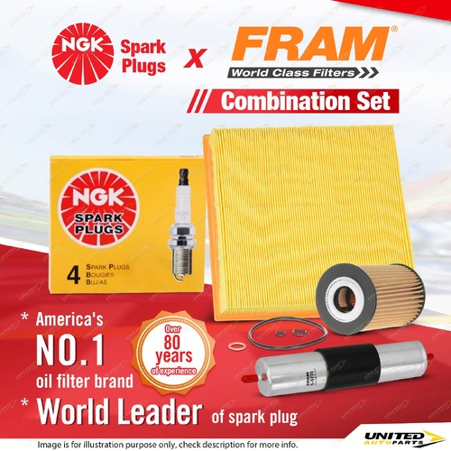 NGK Standard Spark Plugs + Fram Filter Kit for BMW 316i 318is 318Ti Z3 E36 E37