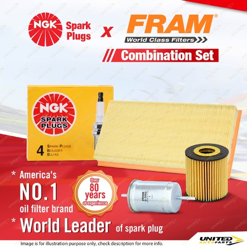 NGK Standard Spark Plugs + Fram Filter Service Kit for Volvo V40 1.8L 2000-2001