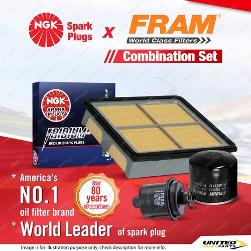 NGK Iridium IX Spark Plugs + Fram Filter Service Kit for Honda Civic EK CRV RD