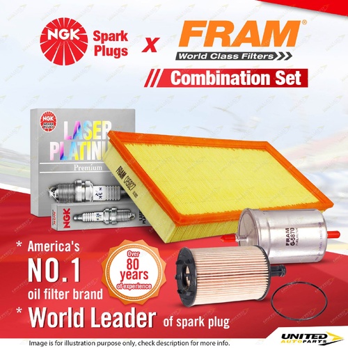 NGK Platinum Spark Plugs + Fram Filter Kit for Volkswagen Bora 1J 2.3L AGZ 99-01