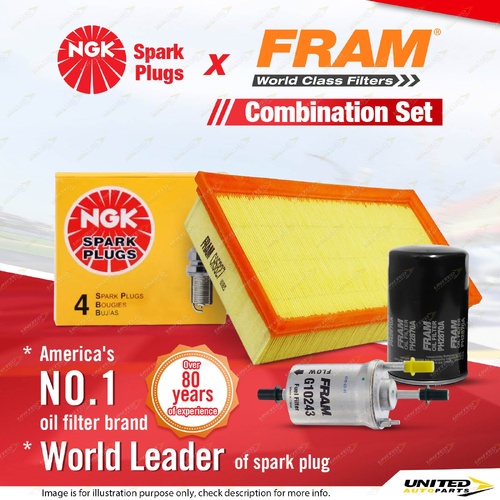 NGK Standard Spark Plugs + Fram Filter Service Kit for Volkswagen Golf Mk IV 1.6