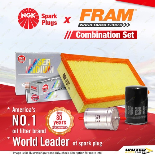 NGK Laser Iridium Spark Plugs + Fram Filter Service Kit for Audi TT 8N 3.2L