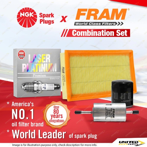 NGK Laser Platinum Spark Plugs + Fram Filter Service Kit for Ford Focus LR 2.0L