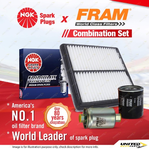 NGK Iridium IX Spark Plugs + Fram Filter Service Kit for Daewoo Lanos 1.6L