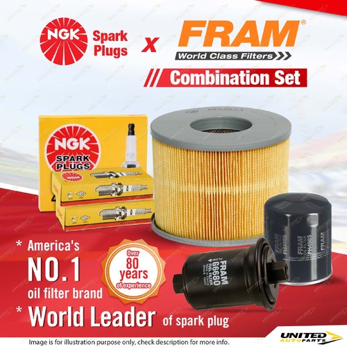 NGK Standard Spark Plugs Fram Filter Kit for Toyota Landcruiser Prado VZJ95R 3.4