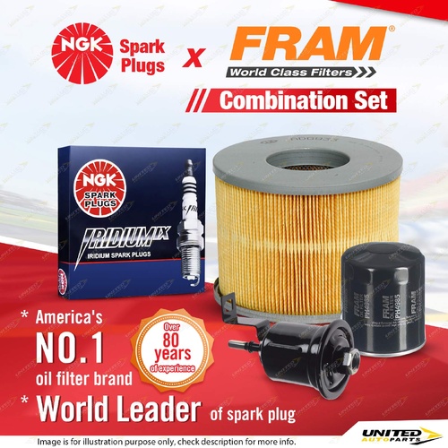 NGK Iridium IX Spark Plugs + Fram Filter Kit for Toyota Hilux RZN149 154 169 174
