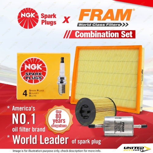 NGK Standard Spark Plugs + Fram Filter Service Kit for Holden Astra TS 1.8L