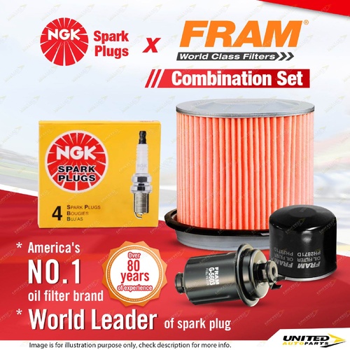 NGK Standard Spark Plugs + Fram Filter Service Kit for Hyundai S Coupe 1N 1.5L