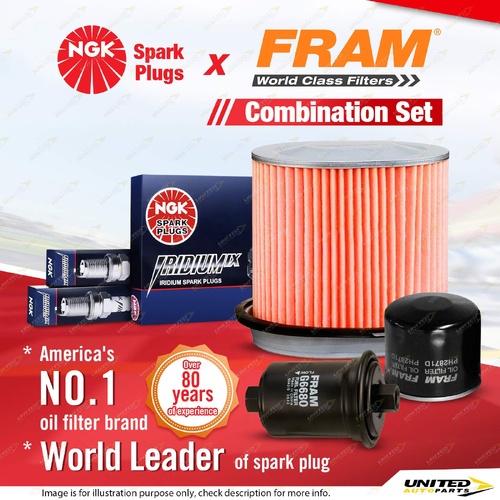 NGK Iridium IX Spark Plugs + Fram Filter Service Kit for Hyundai Sonata EF 3.0L
