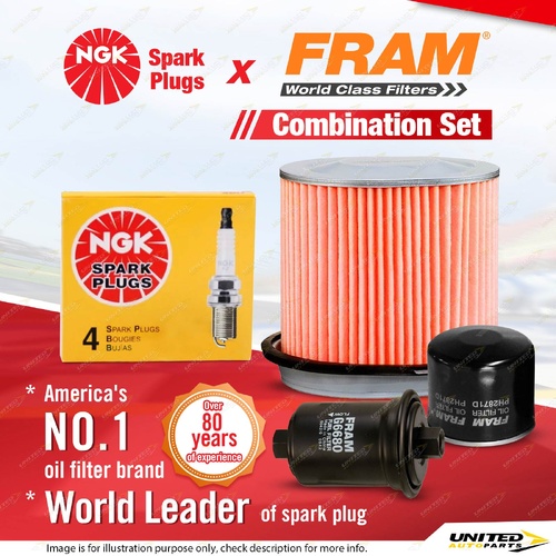 NGK Standard Spark Plugs + Fram Filter Service Kit for Hyundai Sonata EF 2.0L