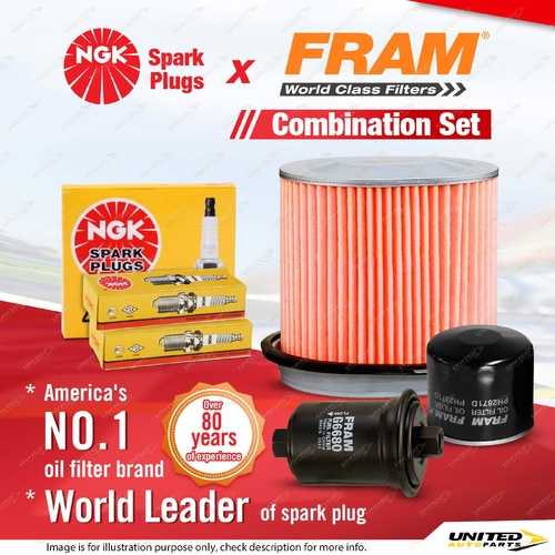 NGK Standard Spark Plugs + Fram Filter Service Kit for Hyundai Sonata EF 3.0L