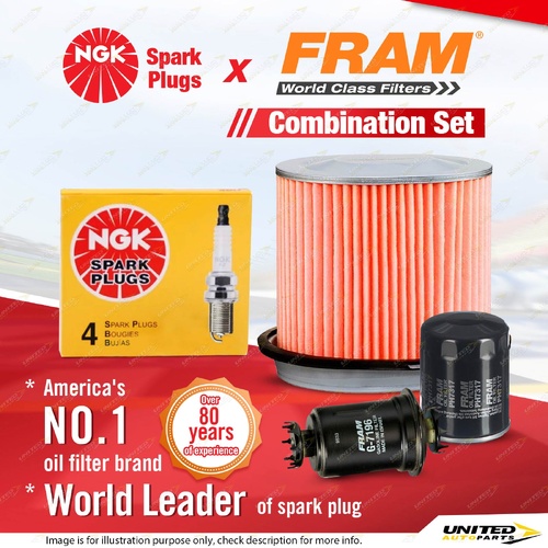 NGK Standard Spark Plugs + Fram Filter Service Kit for Mitsubishi Lancer CB 1.5L