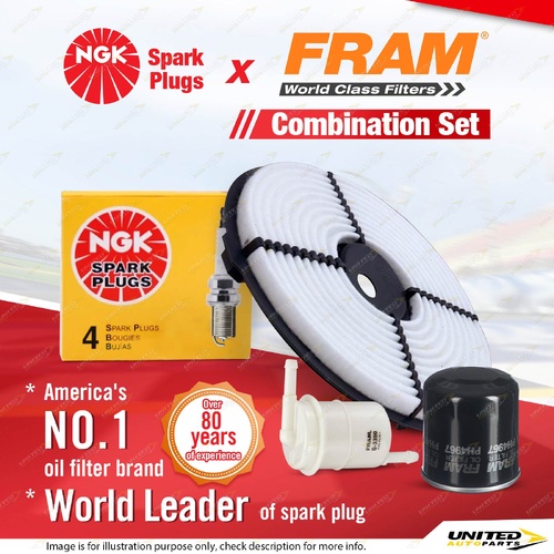 NGK Standard Spark Plugs + Fram Filter Service Kit for Toyota Corolla AE90 1.4L