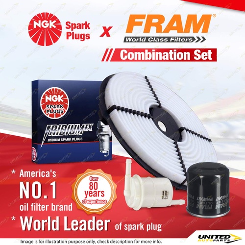 NGK Iridium IX Spark Plugs + Fram Filter Service Kit for Holden Nova LF 1.6L
