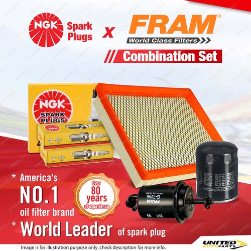 NGK Standard Spark Plugs + Fram Filter Service Kit for Mazda Mpv LV 3.0L