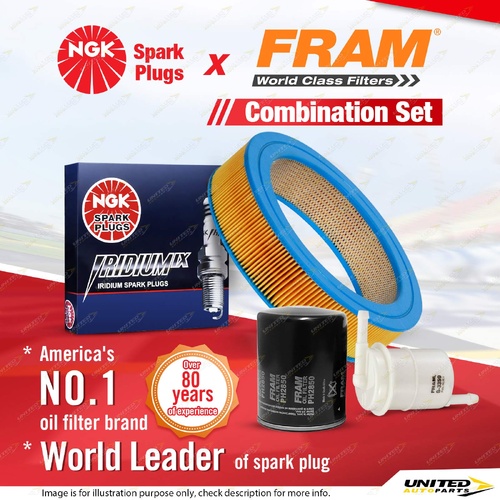 NGK Iridium IX Spark Plugs + Fram Filter Kit for Nissan 1600 510 Stanza A10