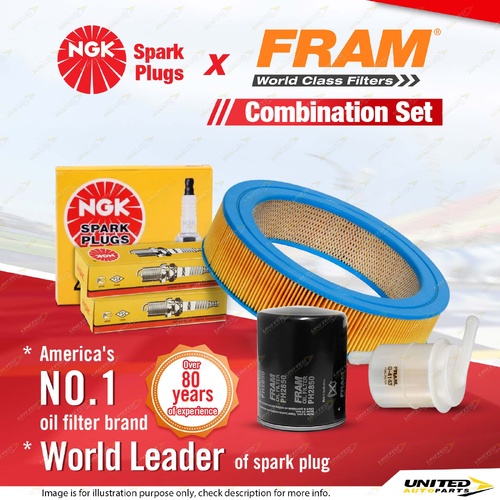 NGK Standard Spark Plugs + Fram Filter Service Kit for Nissan 280C P330 2.8L