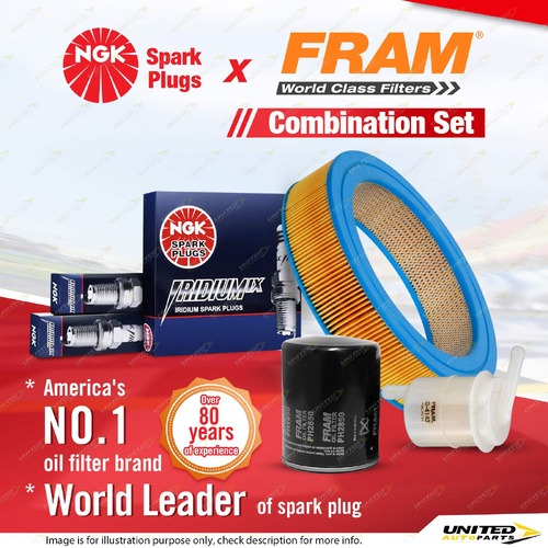NGK Iridium IX Spark Plugs + Fram Filter Service Kit for Nissan 280C P330 2.8L
