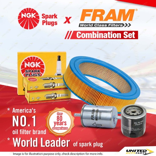 NGK Standard Spark Plugs + Fram Filter Service Kit for Nissan Patrol MQ 2.8L LPG