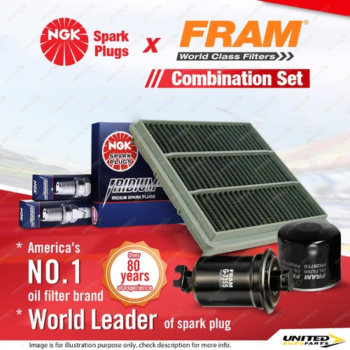 NGK Iridium IX Spark Plugs + Fram Filter Service Kit for Mitsubishi Pajero NJ NK